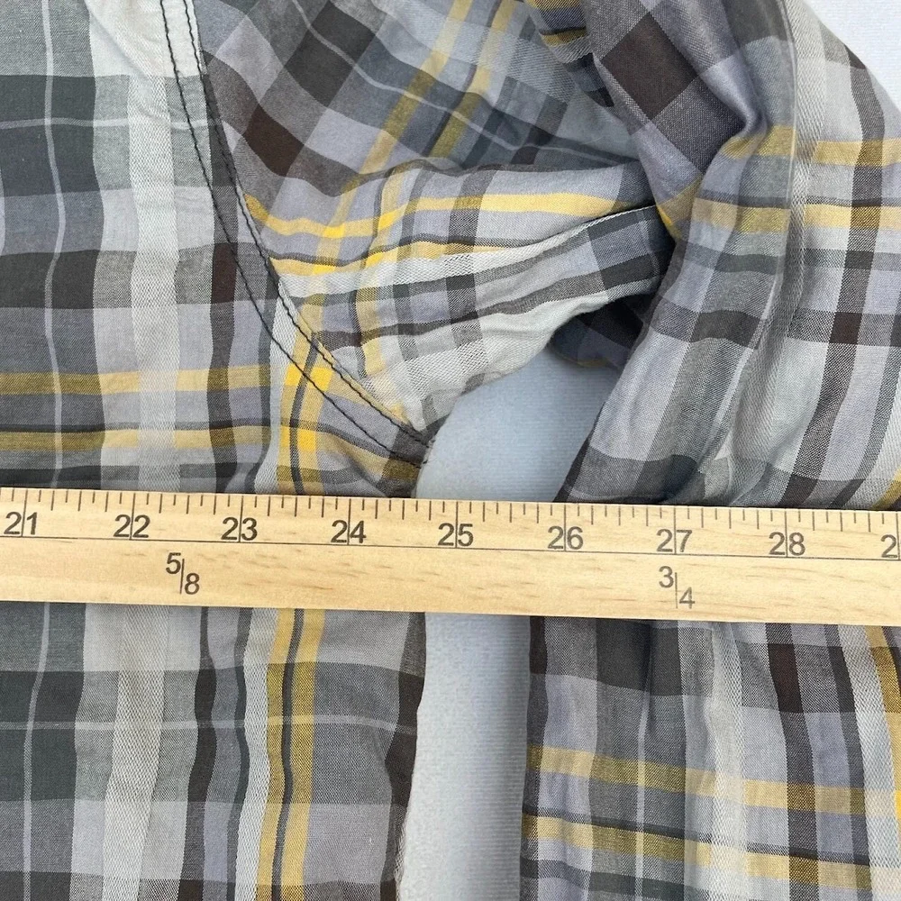 prAna Jacket Mens Size XL Rhody Reversible Black Multi Plaid Snap Button Outdoor
